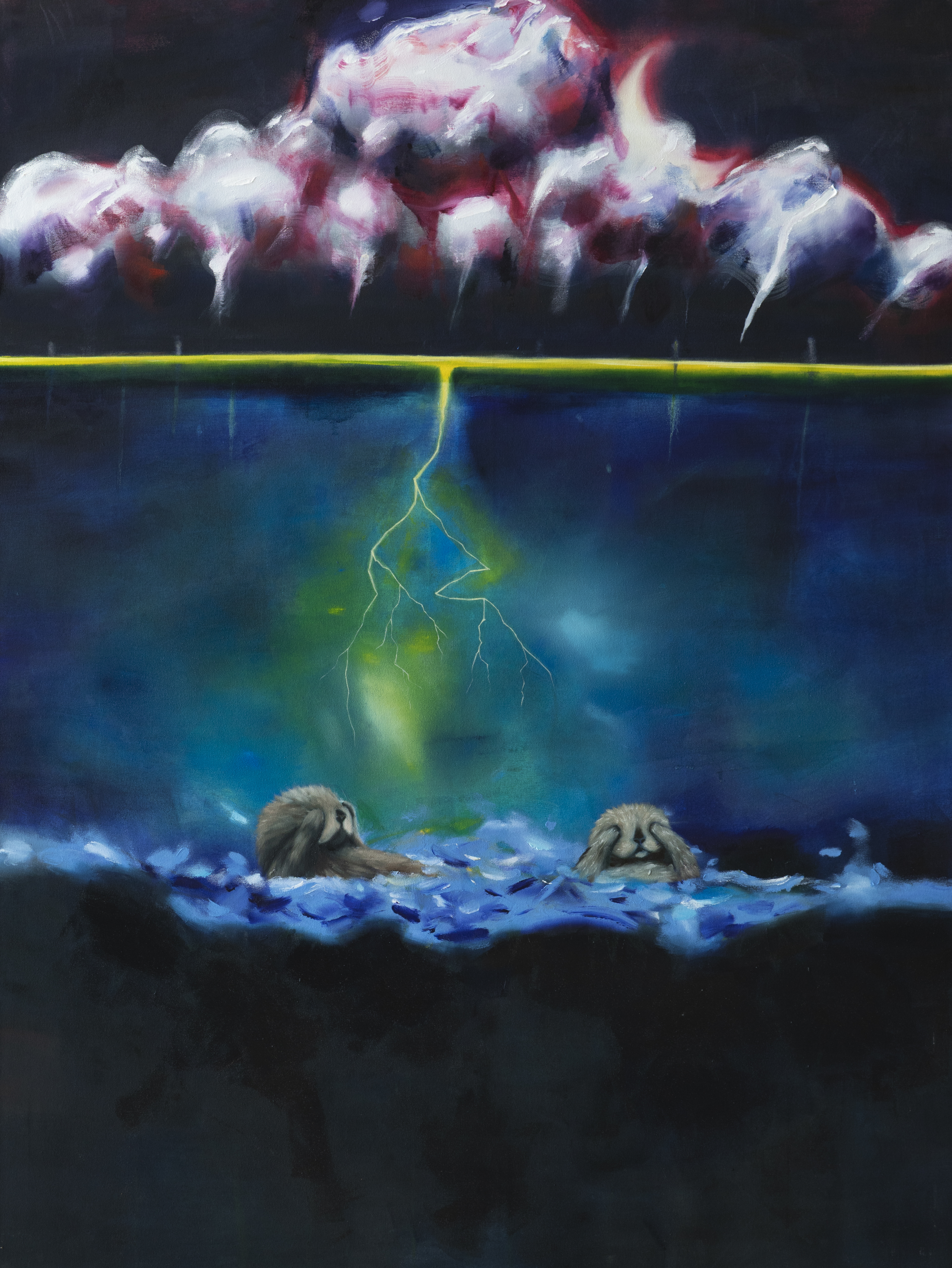 zwei Otter auf See I 49x64cm